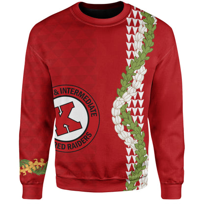 Kahuku High & Intermediate School Sweatshirt Puakenikeni Maile Flower Lei