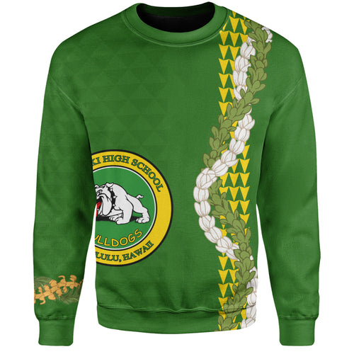 Kaimuki High School Sweatshirt Puakenikeni Maile Flower Lei
