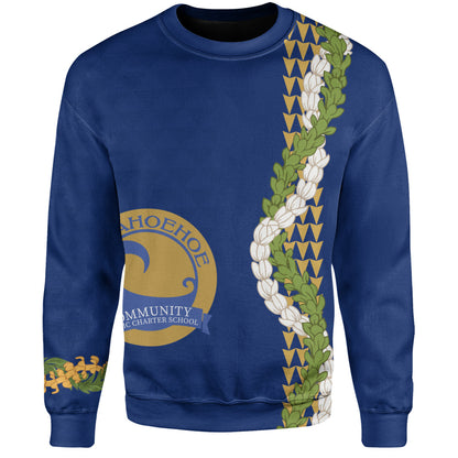 Laupāhoehoe Community Public Charter School Sweatshirt Puakenikeni Maile Flower Lei