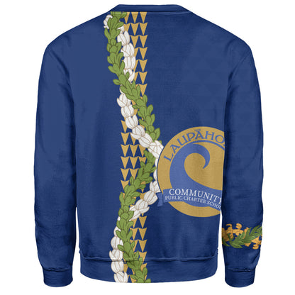 Laupāhoehoe Community Public Charter School Sweatshirt Puakenikeni Maile Flower Lei