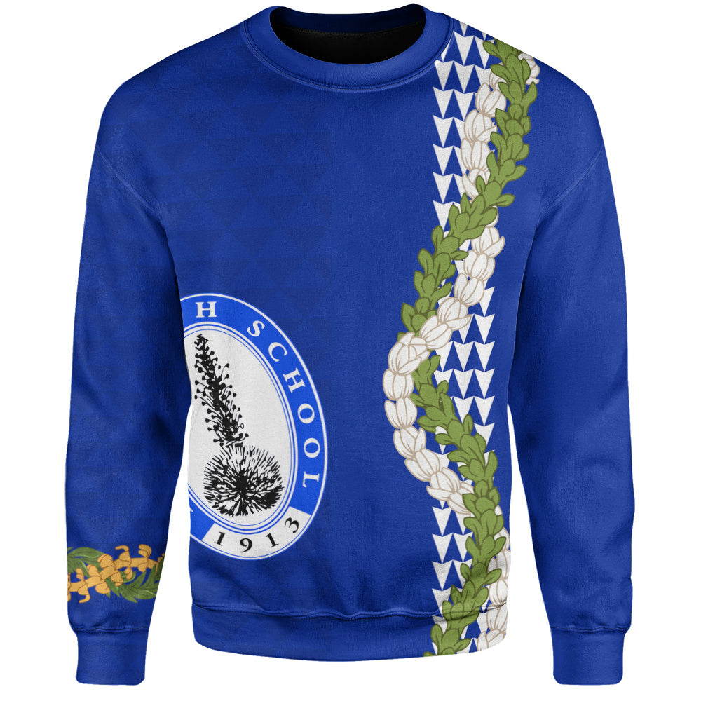 Maui High School Sweatshirt Puakenikeni Maile Flower Lei
