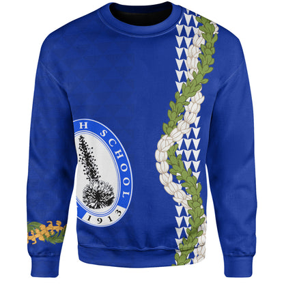 Maui High School Sweatshirt Puakenikeni Maile Flower Lei
