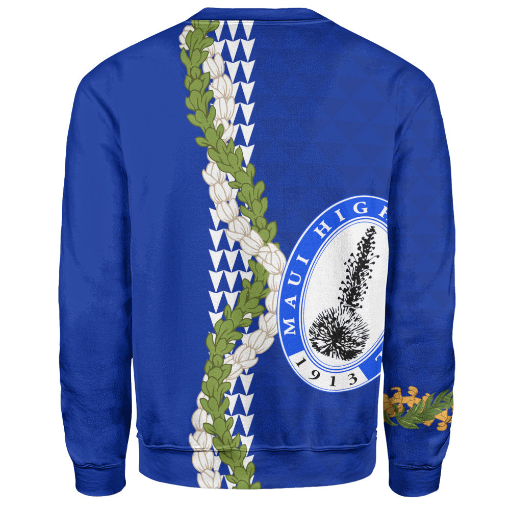 Maui High School Sweatshirt Puakenikeni Maile Flower Lei