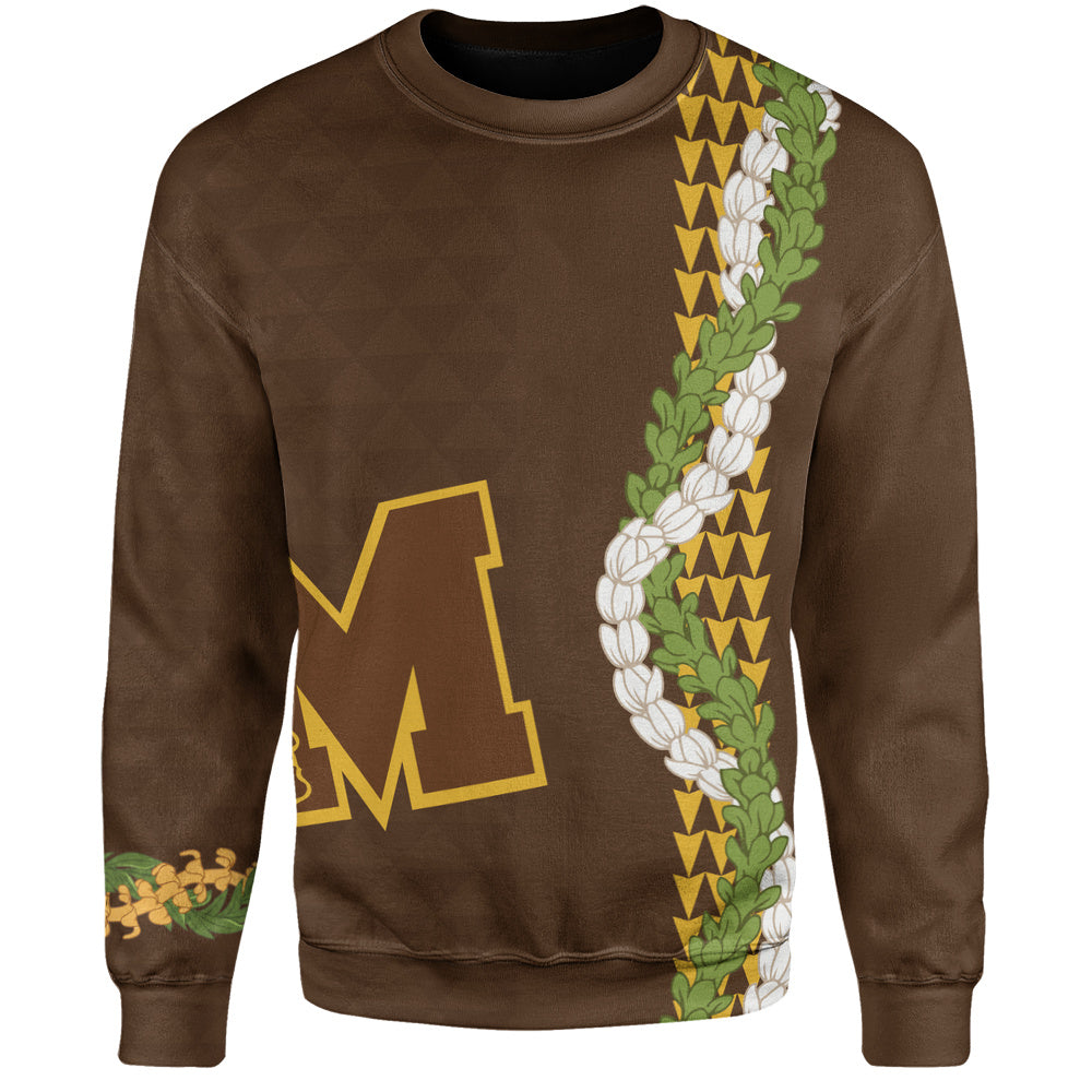 Mililani High School Sweatshirt Puakenikeni Maile Flower Lei