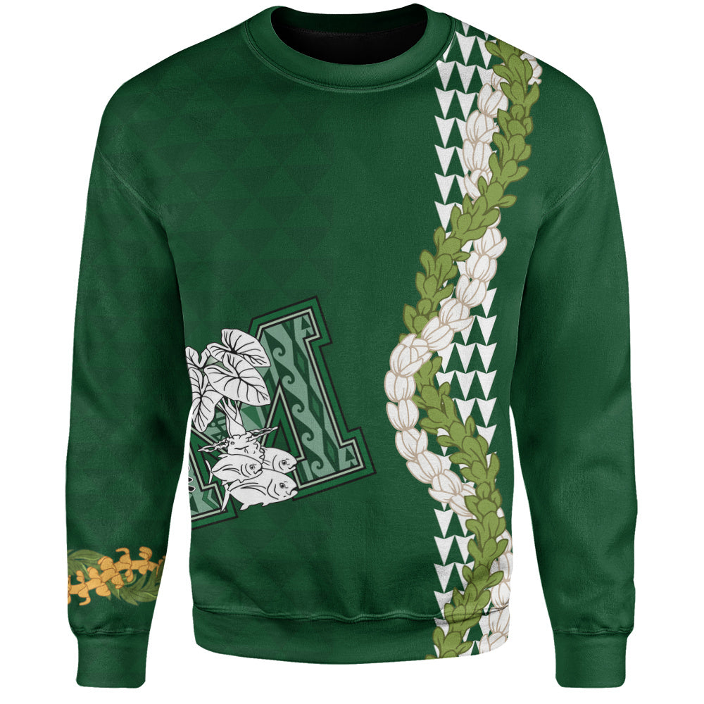 Molokaʻi High School Sweatshirt Puakenikeni Maile Flower Lei