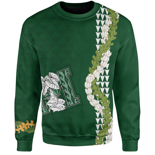 Molokaʻi High School Sweatshirt Puakenikeni Maile Flower Lei