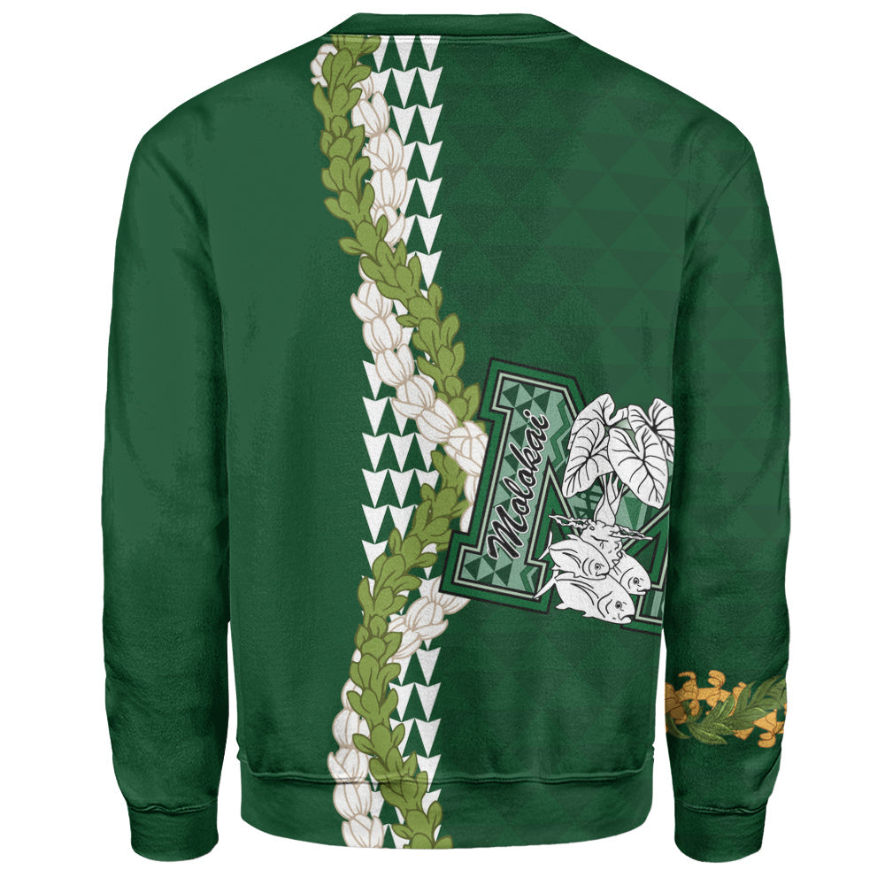 Molokaʻi High School Sweatshirt Puakenikeni Maile Flower Lei