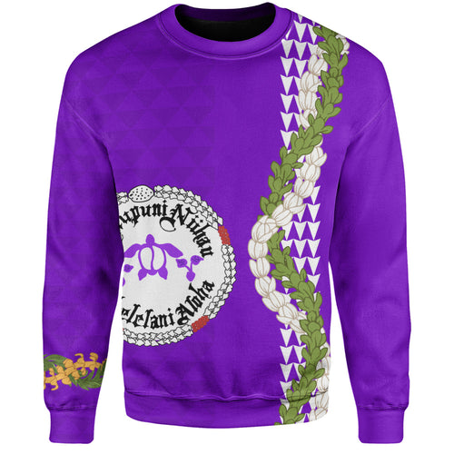 Ni'ihau High and Elementary School Sweatshirt Puakenikeni Maile Flower Lei