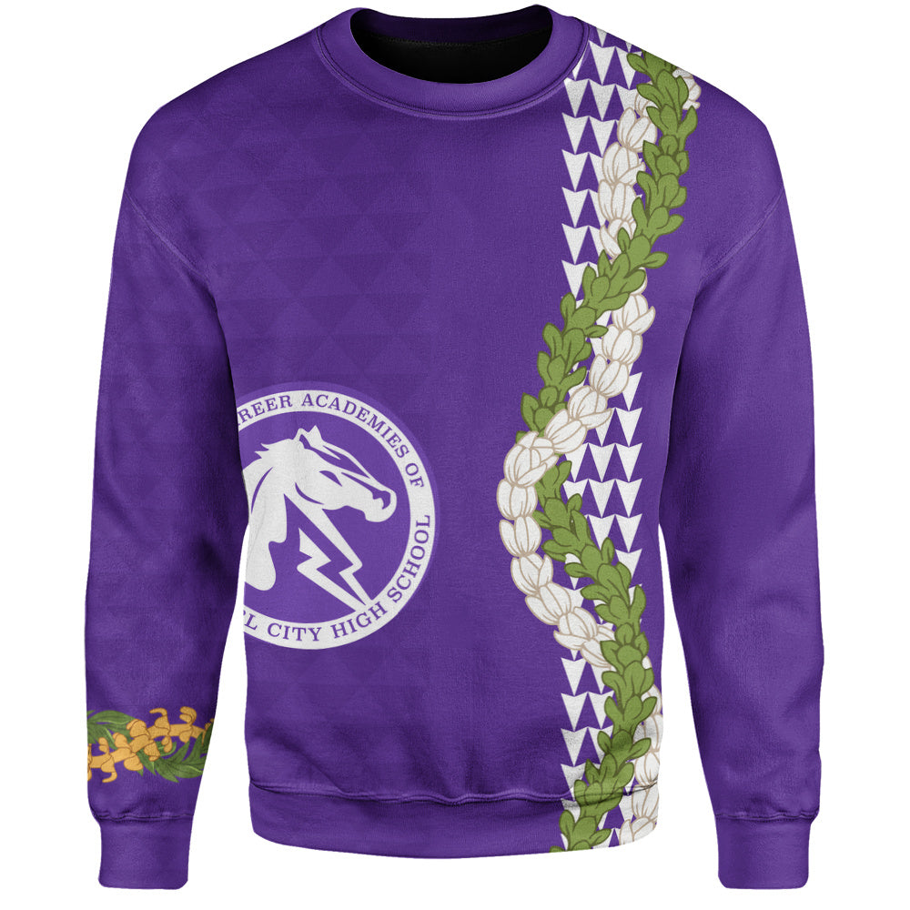 Pearl City High School (Hawaii) Sweatshirt Puakenikeni Maile Flower Lei