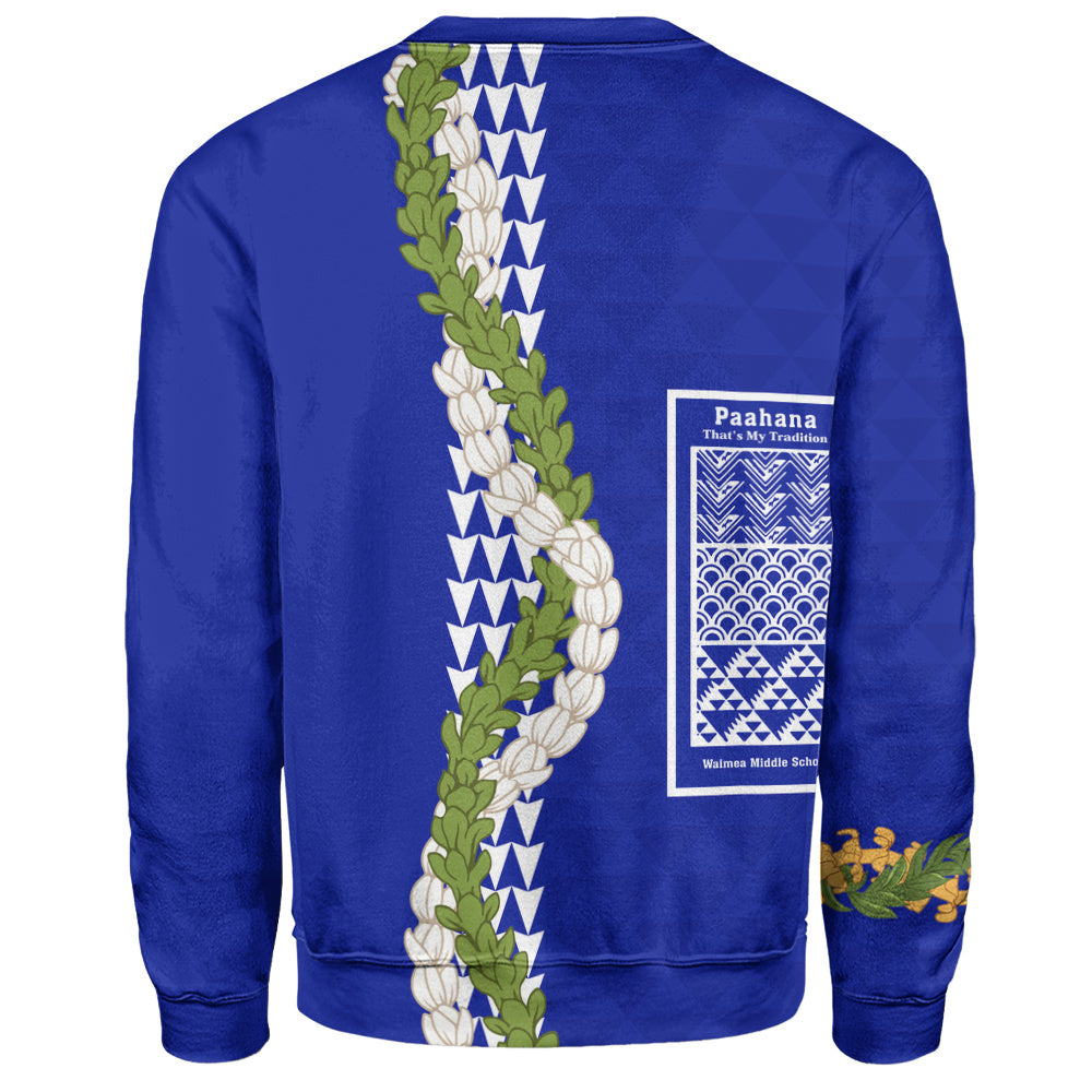 Waimea Middle Public Conversion Charter School Sweatshirt Puakenikeni Maile Flower Lei