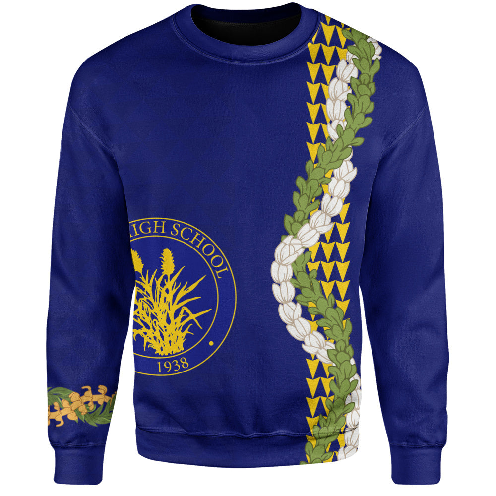 Waipahu High School Sweatshirt Puakenikeni Maile Flower Lei
