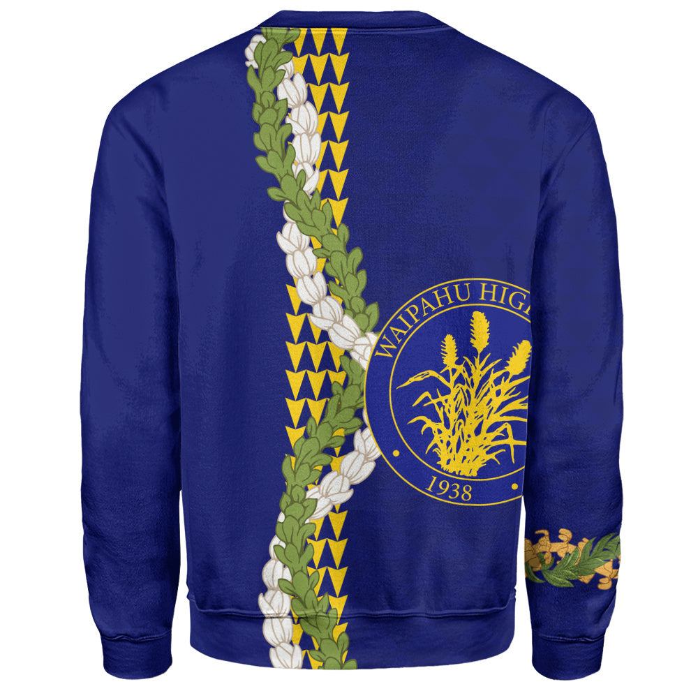 Waipahu High School Sweatshirt Puakenikeni Maile Flower Lei