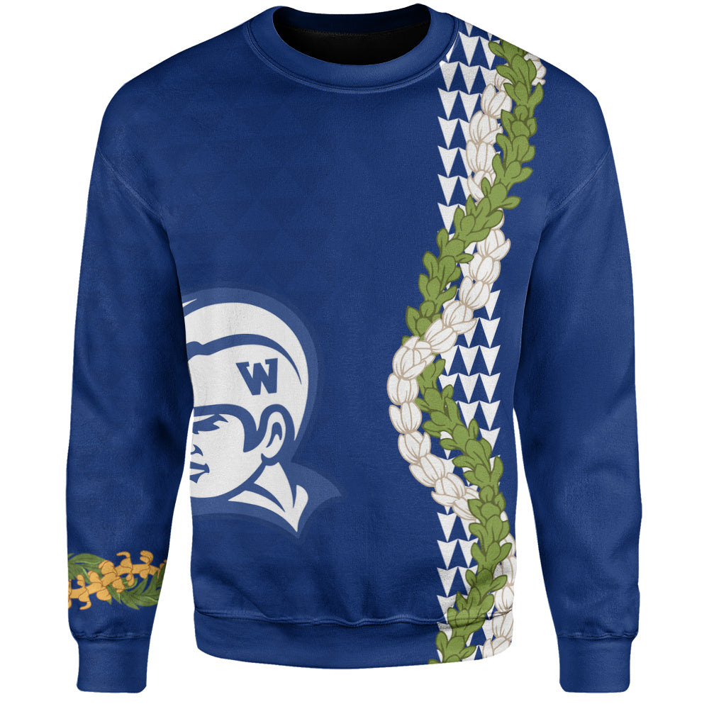 Waimea High School Sweatshirt Puakenikeni Maile Flower Lei