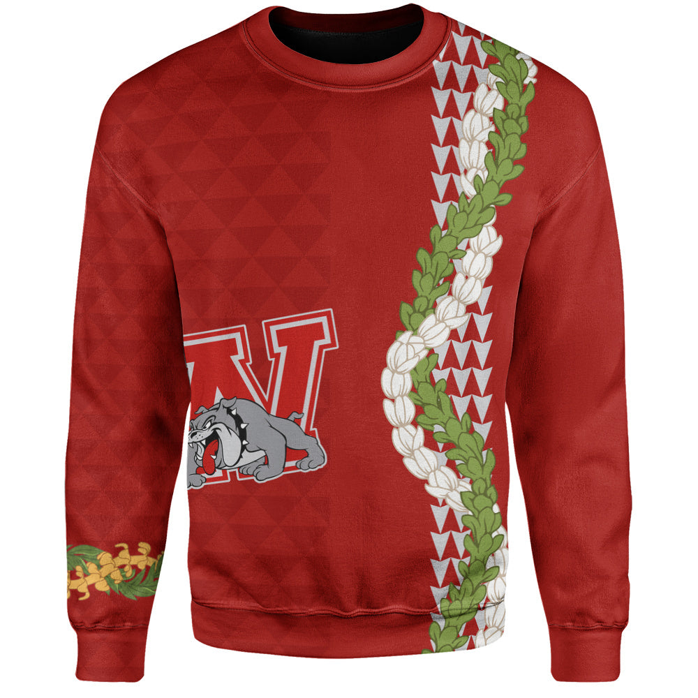 Waialua High and Intermediate School Sweatshirt Puakenikeni Maile Flower Lei