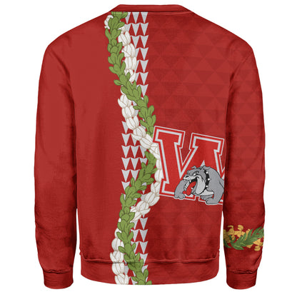 Waialua High and Intermediate School Sweatshirt Puakenikeni Maile Flower Lei