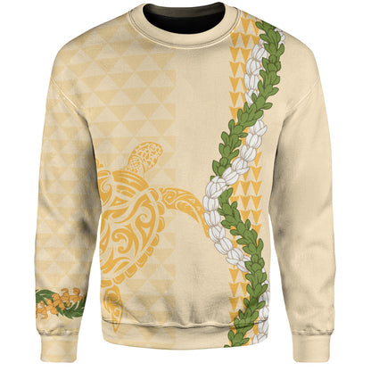 Hawaii Sweatshirt Turtle Puakenikeni Maile Flower Lei
