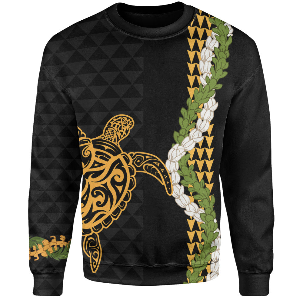 Hawaii Sweatshirt Turtle Puakenikeni Maile Flower Lei