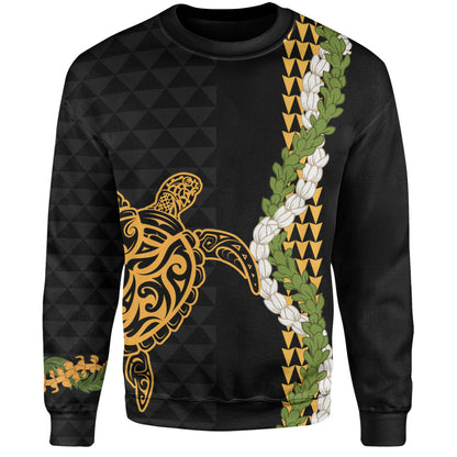 Hawaii Sweatshirt Turtle Puakenikeni Maile Flower Lei