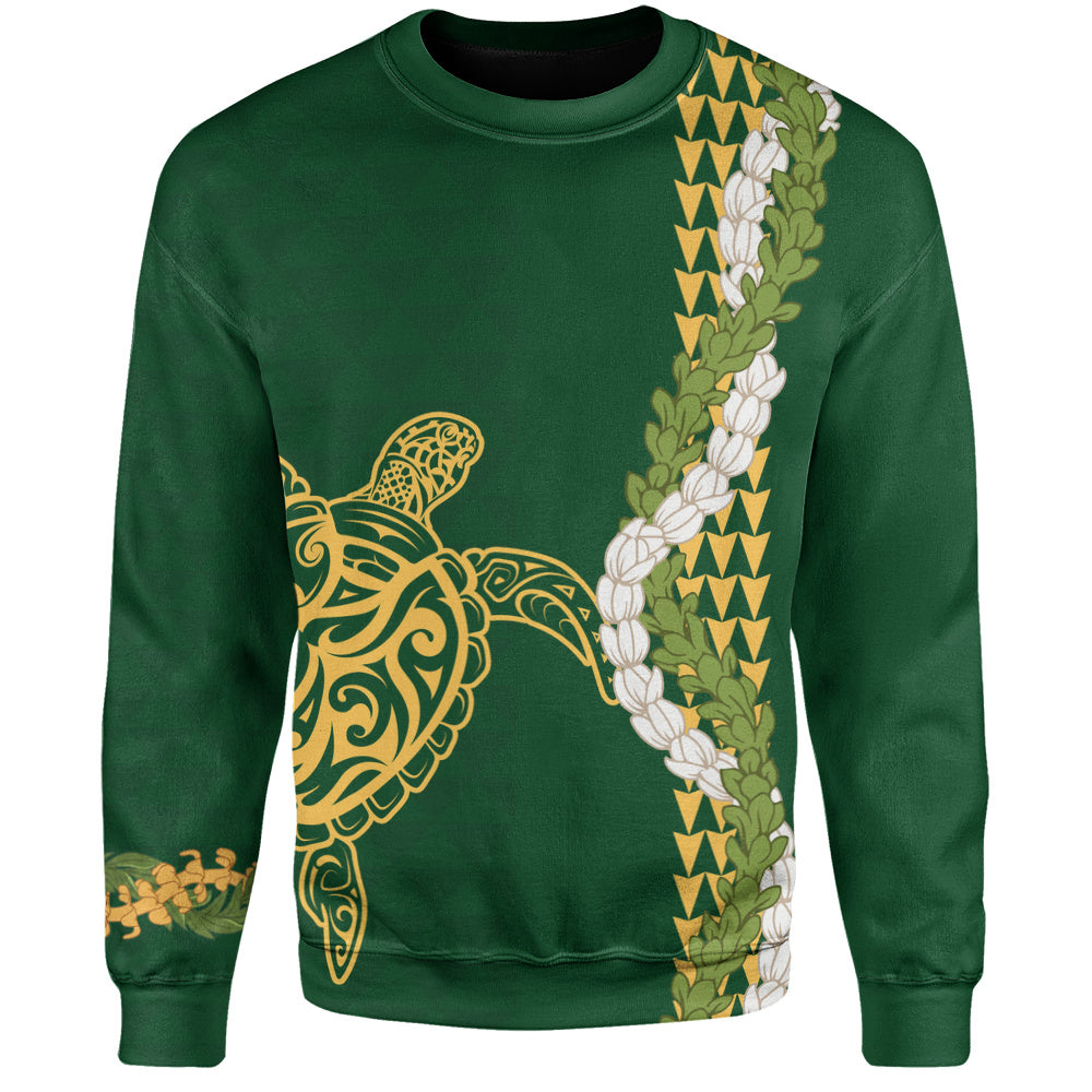 Hawaii Sweatshirt Turtle Puakenikeni Maile Flower Lei