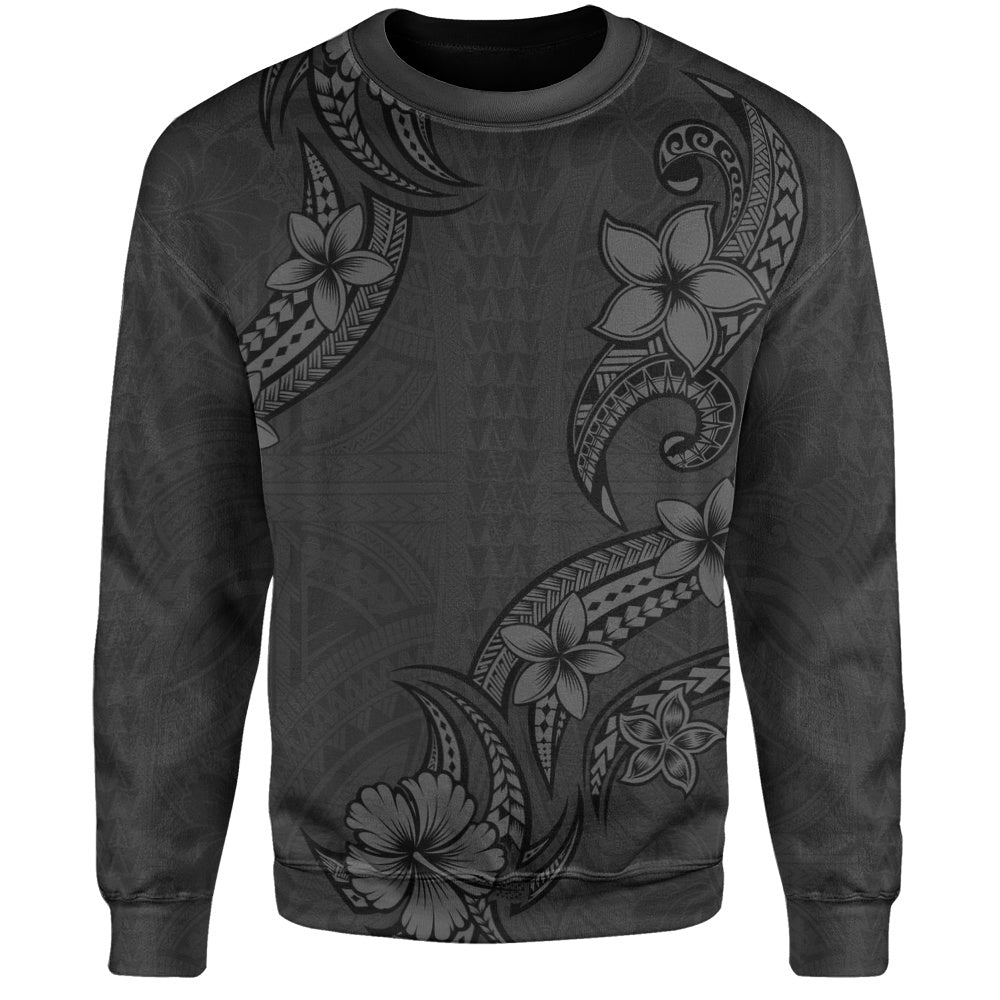 Hawaii Sweatshirt Plumeria Tribal Wave