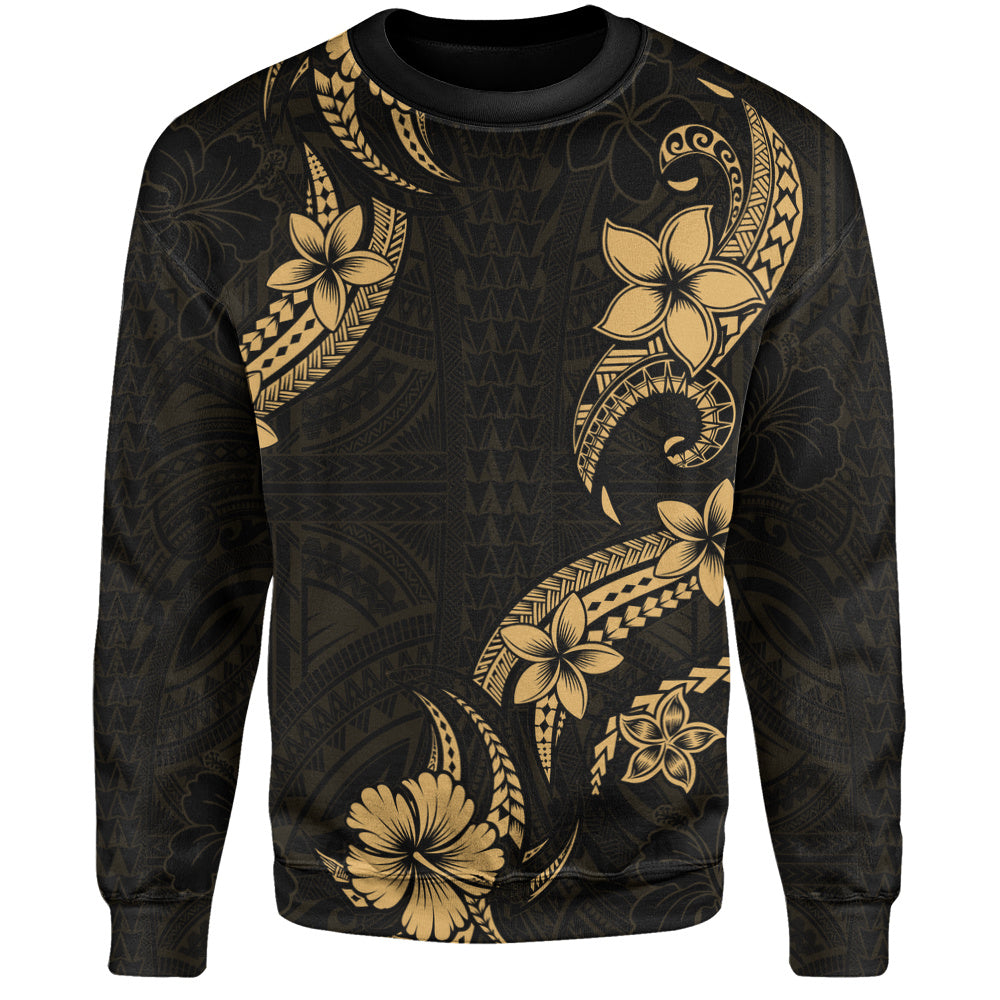 Hawaii Sweatshirt Plumeria Tribal Wave