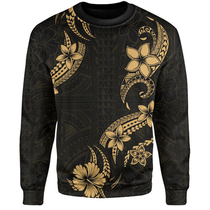 Hawaii Sweatshirt Plumeria Tribal Wave