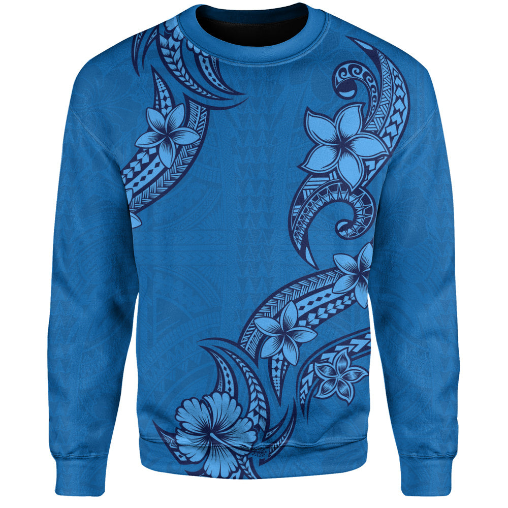 Hawaii Sweatshirt Plumeria Tribal Wave