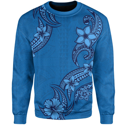 Hawaii Sweatshirt Plumeria Tribal Wave
