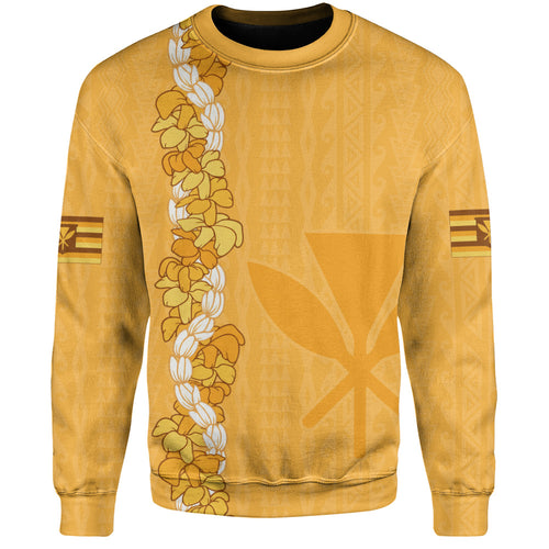 Hawaii Sweatshirt Flower Lei Kanaka Maoli Polynesia Island Style