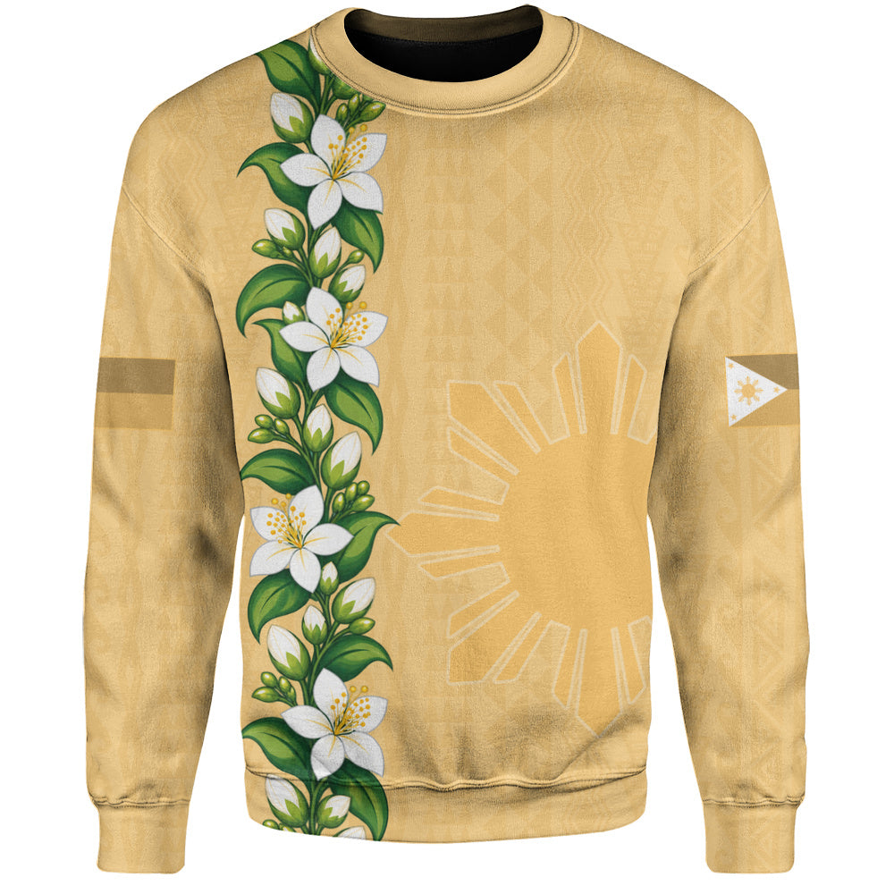 Philippines Filipinos Sweatshirt Sampaguita Flower Tribal Polynesian Sun Island Style