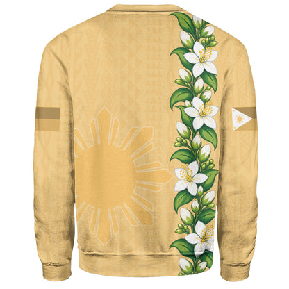 Philippines Filipinos Sweatshirt Sampaguita Flower Tribal Polynesian Sun Island Style