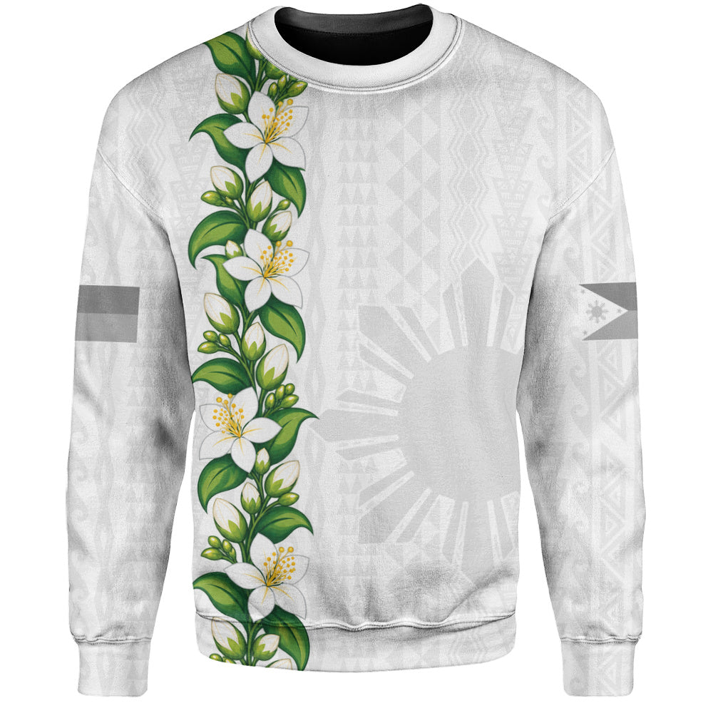 Philippines Filipinos Sweatshirt Sampaguita Flower Tribal Polynesian Sun Island Style