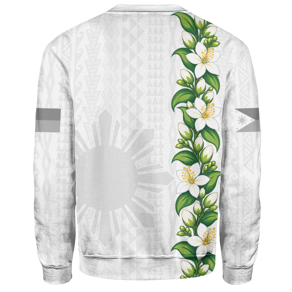 Philippines Filipinos Sweatshirt Sampaguita Flower Tribal Polynesian Sun Island Style