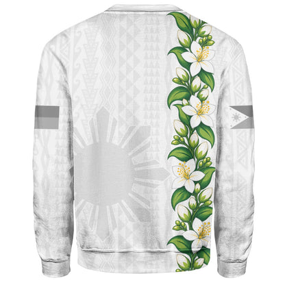 Philippines Filipinos Sweatshirt Sampaguita Flower Tribal Polynesian Sun Island Style