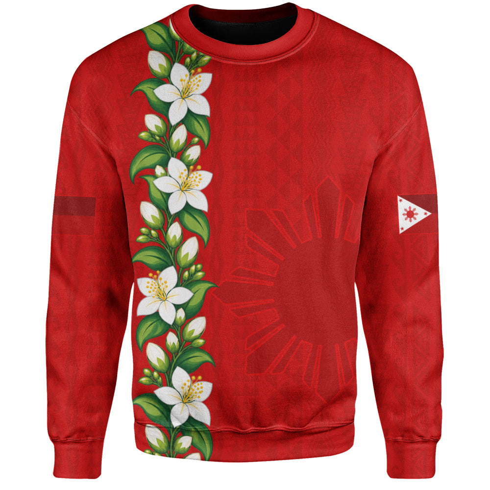 Philippines Filipinos Sweatshirt Sampaguita Flower Tribal Polynesian Sun Island Style