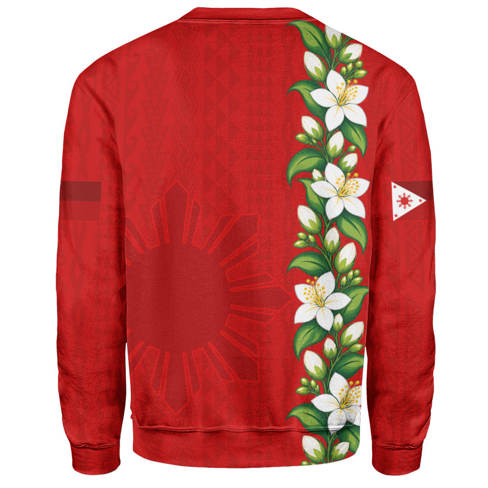 Philippines Filipinos Sweatshirt Sampaguita Flower Tribal Polynesian Sun Island Style