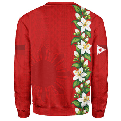 Philippines Filipinos Sweatshirt Sampaguita Flower Tribal Polynesian Sun Island Style
