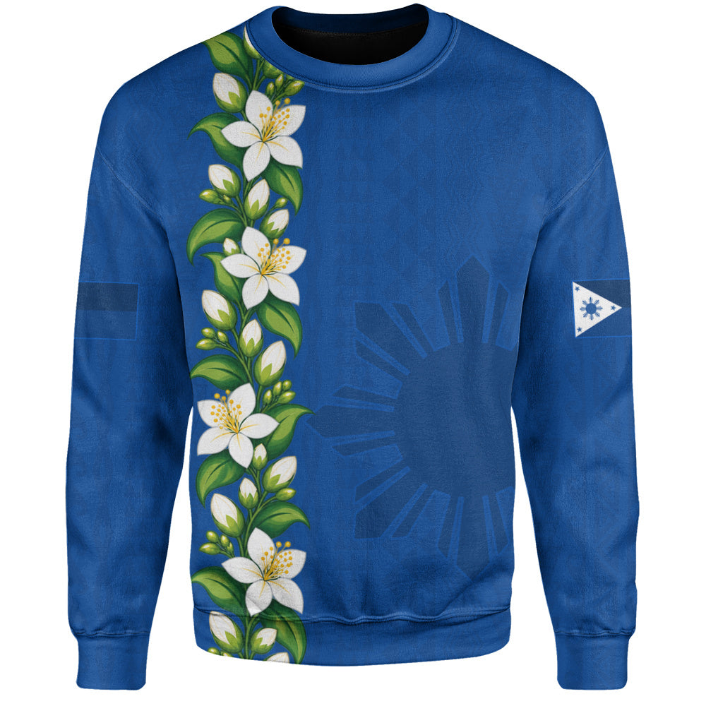 Philippines Filipinos Sweatshirt Sampaguita Flower Tribal Polynesian Sun Island Style