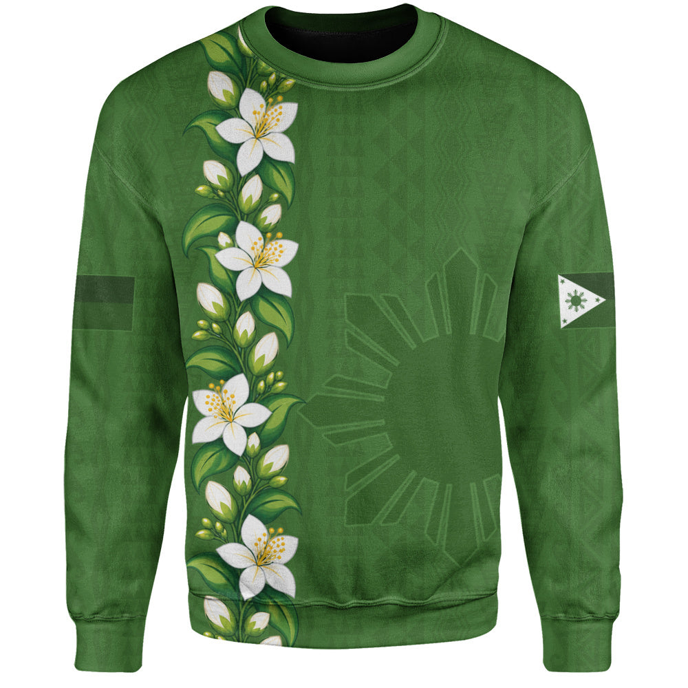 Philippines Filipinos Sweatshirt Sampaguita Flower Tribal Polynesian Sun Island Style