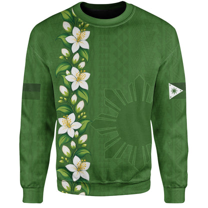 Philippines Filipinos Sweatshirt Sampaguita Flower Tribal Polynesian Sun Island Style