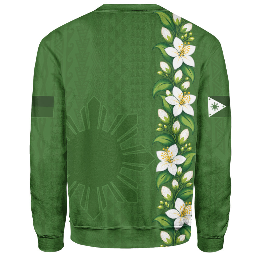 Philippines Filipinos Sweatshirt Sampaguita Flower Tribal Polynesian Sun Island Style