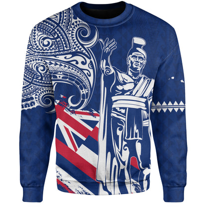Hawaii Sweatshirt King Kamehameha Hawaiian Flag Polynesian Pride