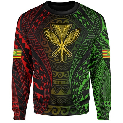 Hawaii Sweatshirt Kanaka Maoli Flag Tribal Tattoo Pattern