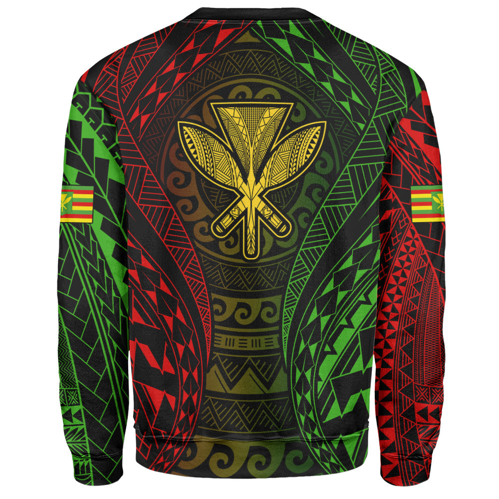 Hawaii Sweatshirt Kanaka Maoli Flag Tribal Tattoo Pattern
