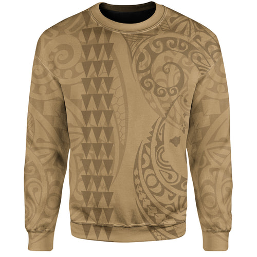 Hawaii Sweatshirt Map Kakau Style Golden