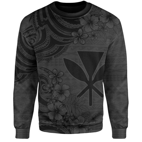 Hawaii Sweatshirt Kanaka Maoli Hibiscus Polynesian Tribal Print Style