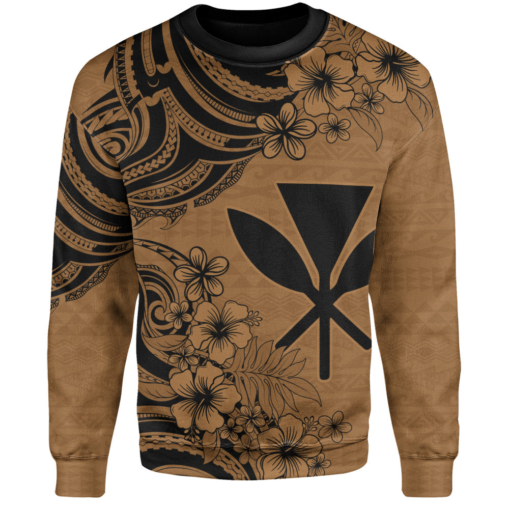 Hawaii Sweatshirt Kanaka Maoli Hibiscus Polynesian Tribal Print Style