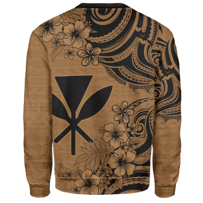 Hawaii Sweatshirt Kanaka Maoli Hibiscus Polynesian Tribal Print Style