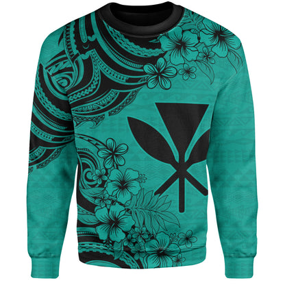 Hawaii Sweatshirt Kanaka Maoli Hibiscus Polynesian Tribal Print Style
