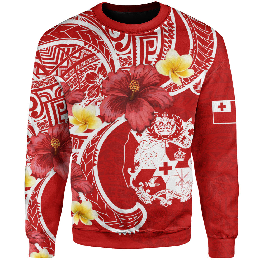 Tonga Sweatshirt Royal Kingdom Crest Hibiscus Polynesian Tribal Heritage
